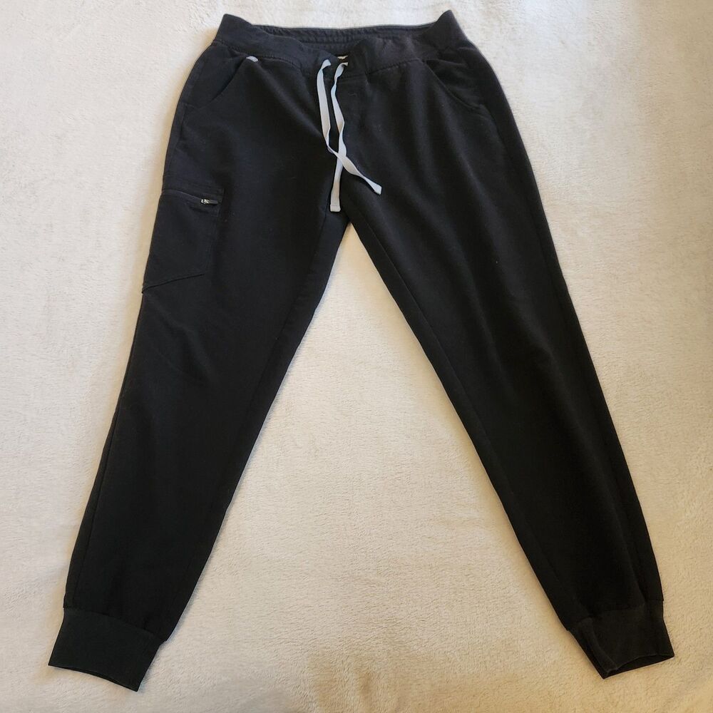 FIGS Zamora Jogger Scrub Pants Black Size M Excellent Condition